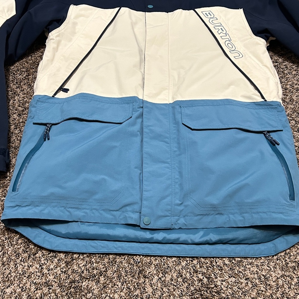 Burton Men's Three-Tone Hooded Jacket Dress Blue, Almond Milk, and Storm Blue - Picture 3 of 11